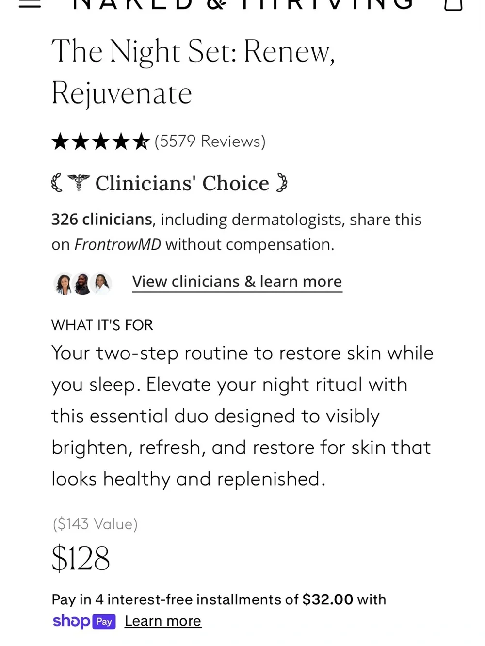 Naked & Thriving Renew Face Serum & small bottle of Naked & Thriving Rejuvenate